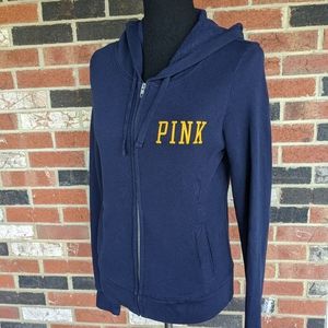 PINK Zip up Hoodie Sweatshirt - WVU - Size Small